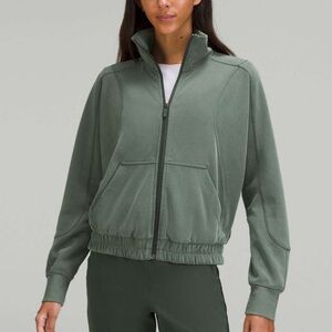 Lululemon Brushed Softstreme Funnel-Neck Zip Up Smoked Spruce size 6